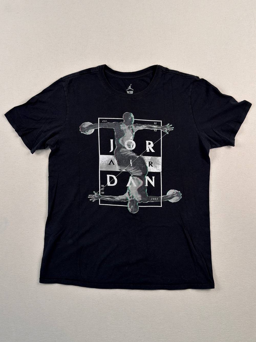 Jordan Air Graphic Black T-Shirt Size Large Basketball Streetwear Tee